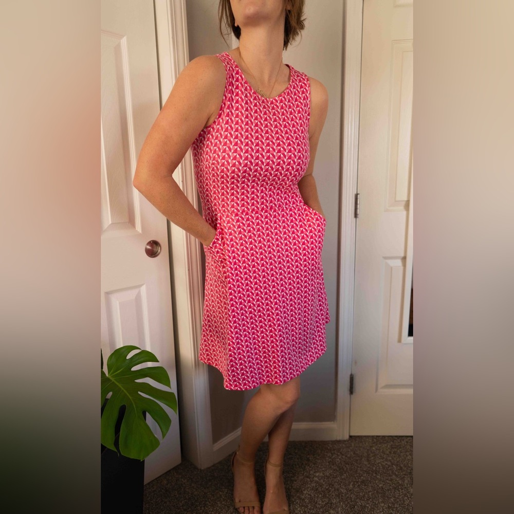 New York & Co. Pink Cotton Knit Sleeveless Fit & Flare Dress. Size Medium